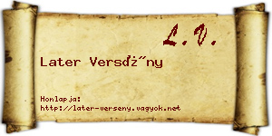 Later Versény névjegykártya